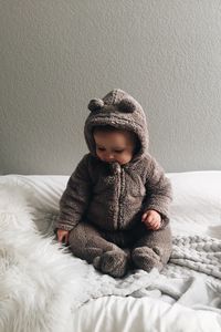 Preview wallpaper child, costume, cute, bear cub, childhood