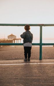 Preview wallpaper child, fence, railing, beach, view