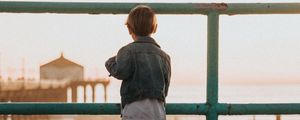 Preview wallpaper child, fence, railing, beach, view