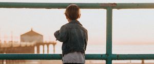 Preview wallpaper child, fence, railing, beach, view