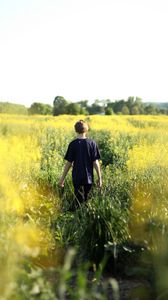 Preview wallpaper child, field, flowers, walk, summer