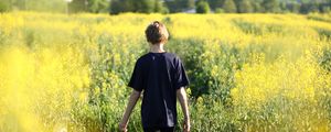 Preview wallpaper child, field, flowers, walk, summer