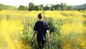Preview wallpaper child, field, flowers, walk, summer