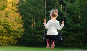 Preview wallpaper child, girl, swing, happiness, childhood