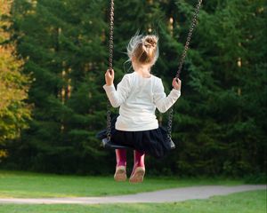 Preview wallpaper child, girl, swing, happiness, childhood