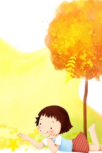 Preview wallpaper child, girl, tree, fall, down, drawing