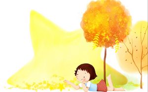 Preview wallpaper child, girl, tree, fall, down, drawing