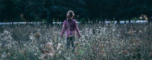 Preview wallpaper child, grass, field, flowers