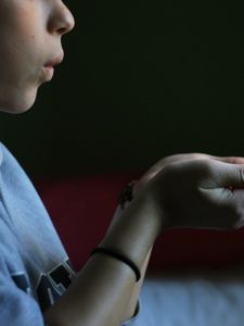 Preview wallpaper child, hand, air, palms, paper