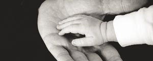 Preview wallpaper child, parents, hands, caring, tenderness, family, bw