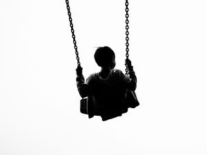 Preview wallpaper child, swing, minimalism, bw