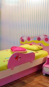 Preview wallpaper children, design, mirror, interior, room, bed, lamp, pillow
