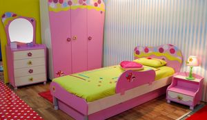 Preview wallpaper children, design, mirror, interior, room, bed, lamp, pillow