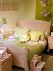 Preview wallpaper children, room, bedroom, bed, dolls, interior, tables, lamps