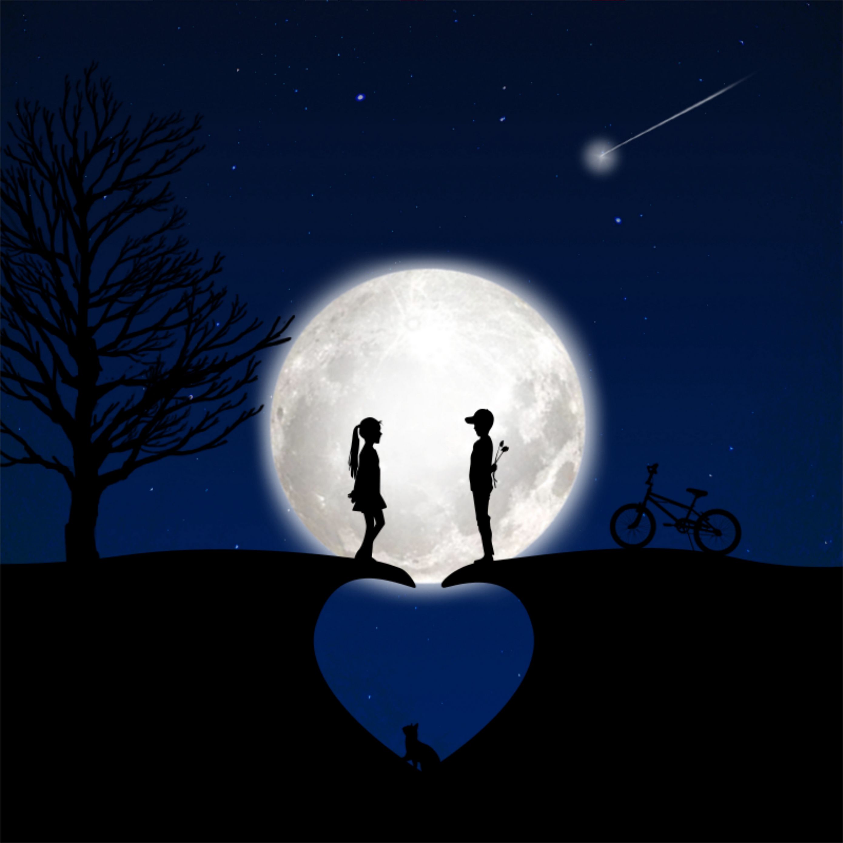 2780x2780 Wallpaper children, silhouettes, love, moon, romance