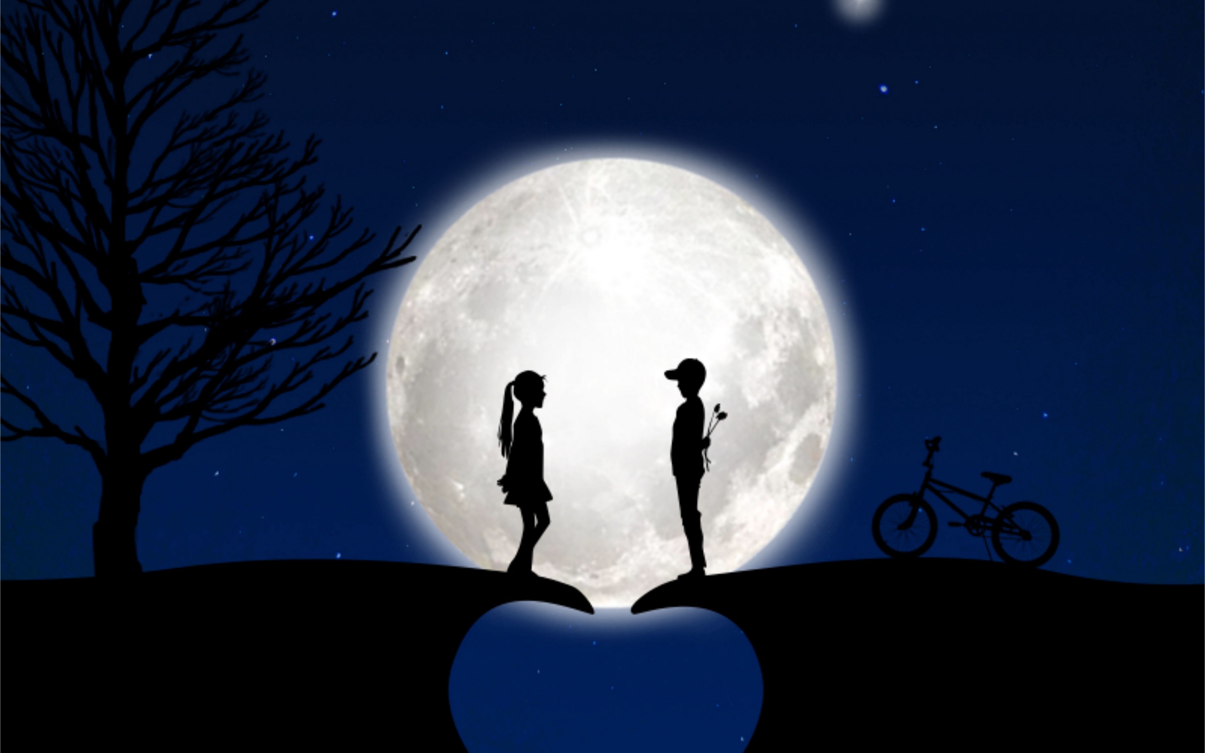 Download wallpaper 3840x2400 children, silhouettes, love, moon, romance 4k  ultra hd 16:10 hd background