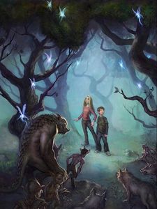 Preview wallpaper children, surprisingly, wolves, forest creatures