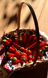 Preview wallpaper chili, pepper, basket, shadow