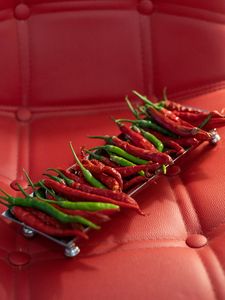 Preview wallpaper chili pepper, pepper, vegetables, tray