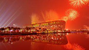 Preview wallpaper china, architecture, festival, fireworks, sea