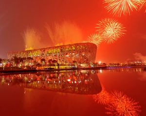 Preview wallpaper china, architecture, festival, fireworks, sea