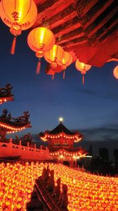 Preview wallpaper china, buildings, lanterns, set, decoration