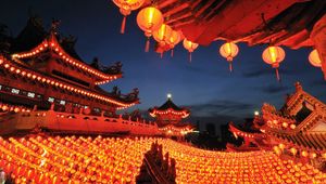 Preview wallpaper china, buildings, lanterns, set, decoration