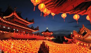 Preview wallpaper china, buildings, lanterns, set, decoration