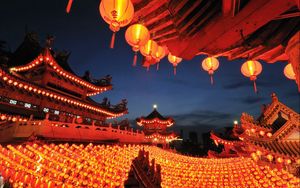 Preview wallpaper china, buildings, lanterns, set, decoration