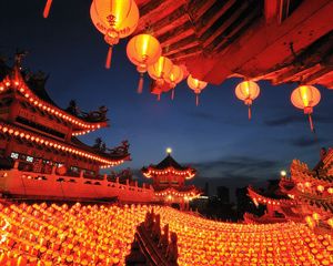 Preview wallpaper china, buildings, lanterns, set, decoration