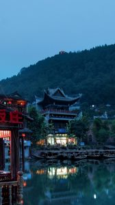 Preview wallpaper china, buildings, trees, night