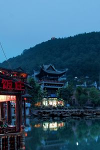 Preview wallpaper china, buildings, trees, night