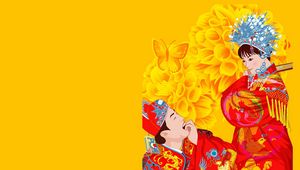 Preview wallpaper china, costume, couple, flowers, ceremony
