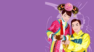 Preview wallpaper china, couple, girl, boy, smile, suit, tea party