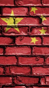 Preview wallpaper china, flag, paint, wall, texture, symbolism