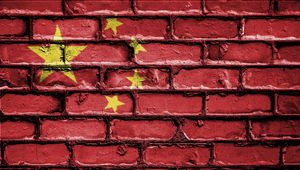 Preview wallpaper china, flag, paint, wall, texture, symbolism