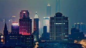 Preview wallpaper china, hong kong, buildings, city, night