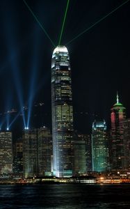 Preview wallpaper china, hong kong, night, metropolis, buildings, lights, skyscrapers