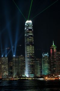 Preview wallpaper china, hong kong, night, metropolis, buildings, lights, skyscrapers