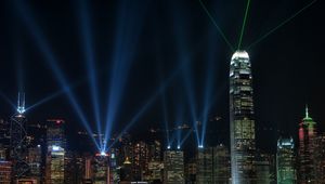 Preview wallpaper china, hong kong, night, metropolis, buildings, lights, skyscrapers