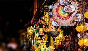 Preview wallpaper china, lanterns, colorful, night