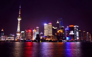 Preview wallpaper china, shanghai, night city, city, lights