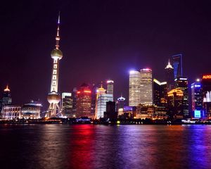 Preview wallpaper china, shanghai, night city, city, lights