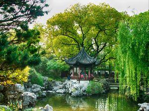 Preview wallpaper china, shanghai, pond, park, trees