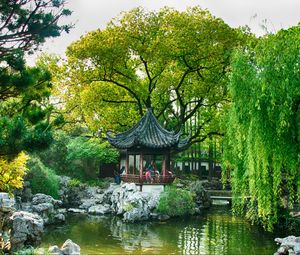 Preview wallpaper china, shanghai, pond, park, trees