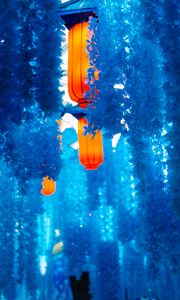 Preview wallpaper chinese lantern, lanterns, flowers, blue