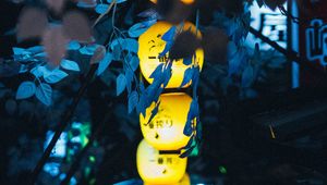 Preview wallpaper chinese lanterns, branches, decoration, light, glow