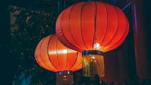Preview wallpaper chinese lanterns, lamps, light, glow, red