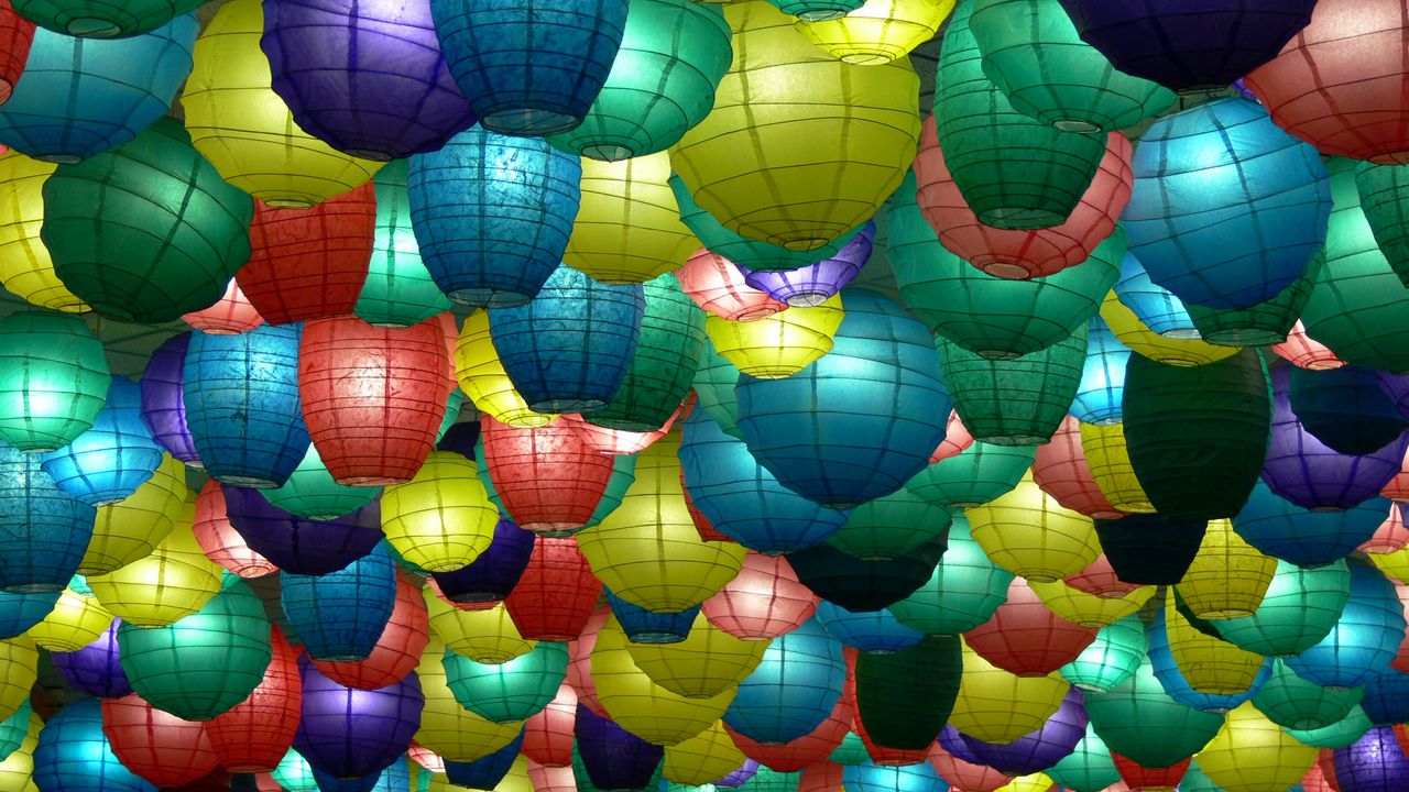 Wallpaper chinese lanterns, lanterns, colorful