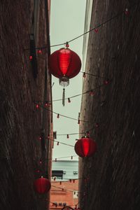 Preview wallpaper chinese lanterns, lanterns, garland, buildings, red